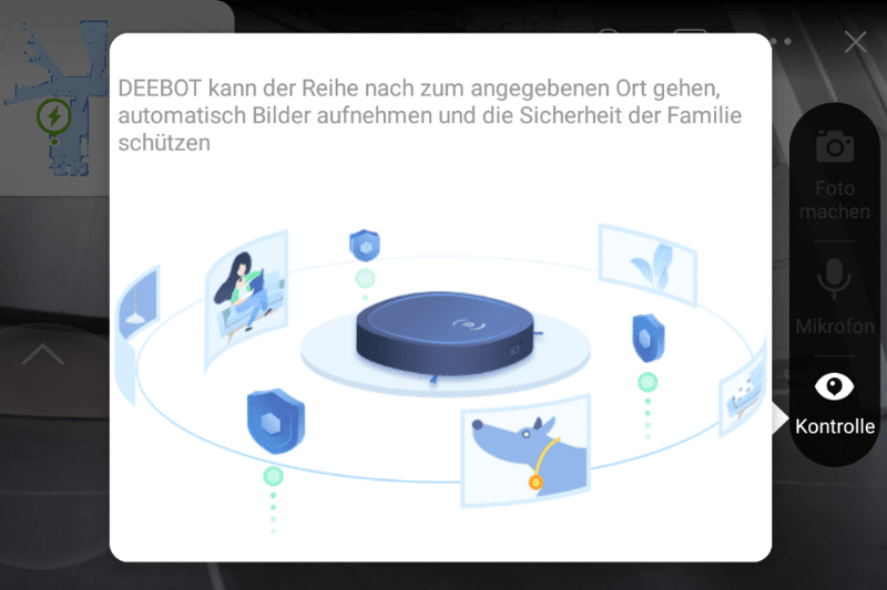 Kontrollfunktion in der Ecovacs Home App des Deebot OZMO T8 AIVI